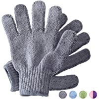 Los mejores  - Guantes exfoliantes- manoplas exfoliantes de bambú- exfoliante para baño-ducha- manopla de exfoliación corporal…